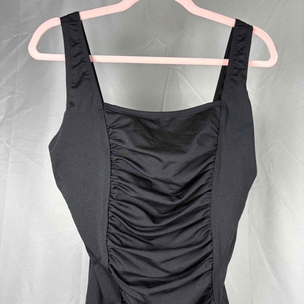 Speedo Endurance+ Womens Black Ruched One Piece Swimsuit Hydrobra Size 12 - Picture 2 of 13